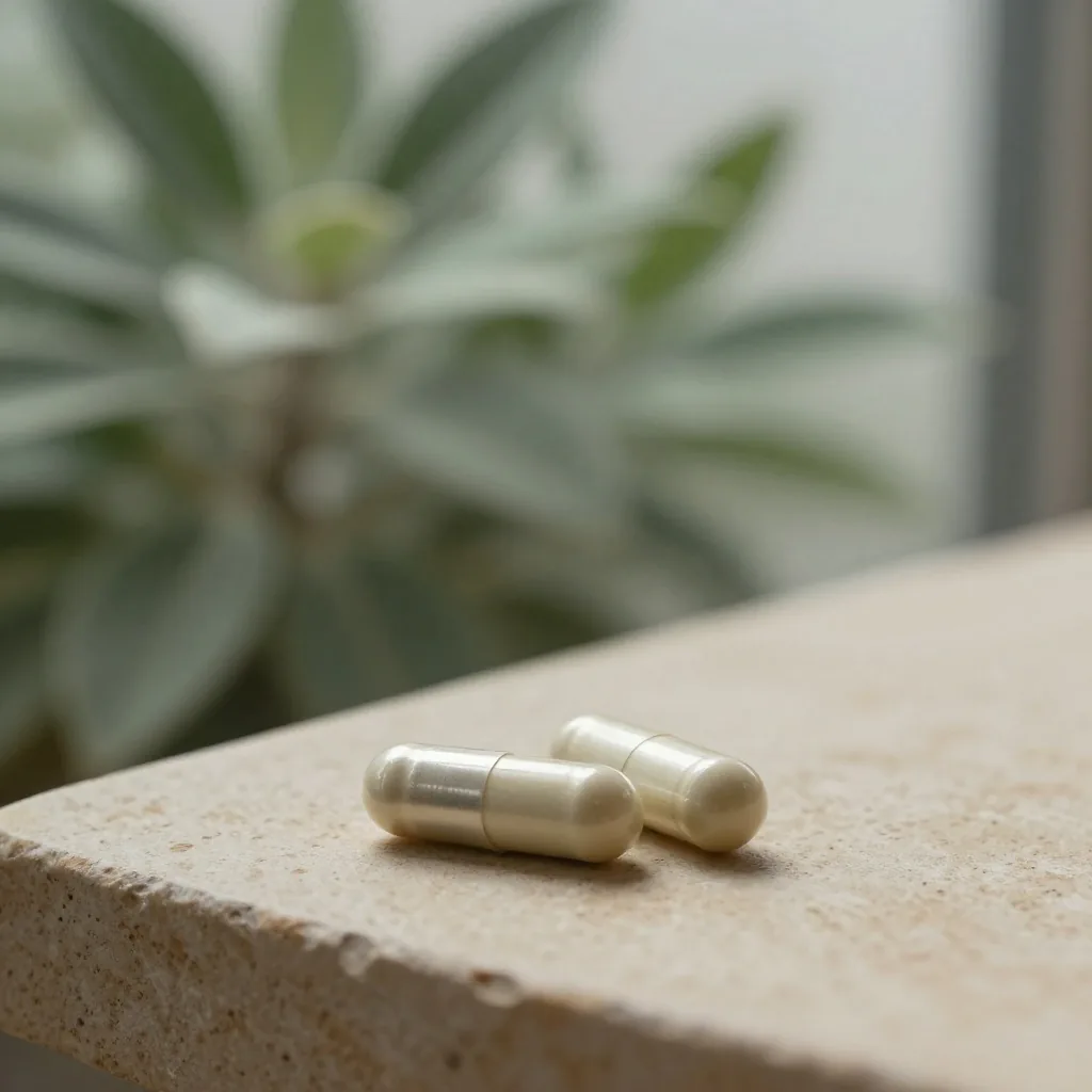 Capsules tipped from a steel organizer compartment onto a warm surface